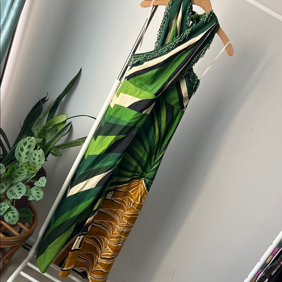 FARM RIO beaded TOUCAN TREE GREEN DRESS XL - Picture 5 of 13